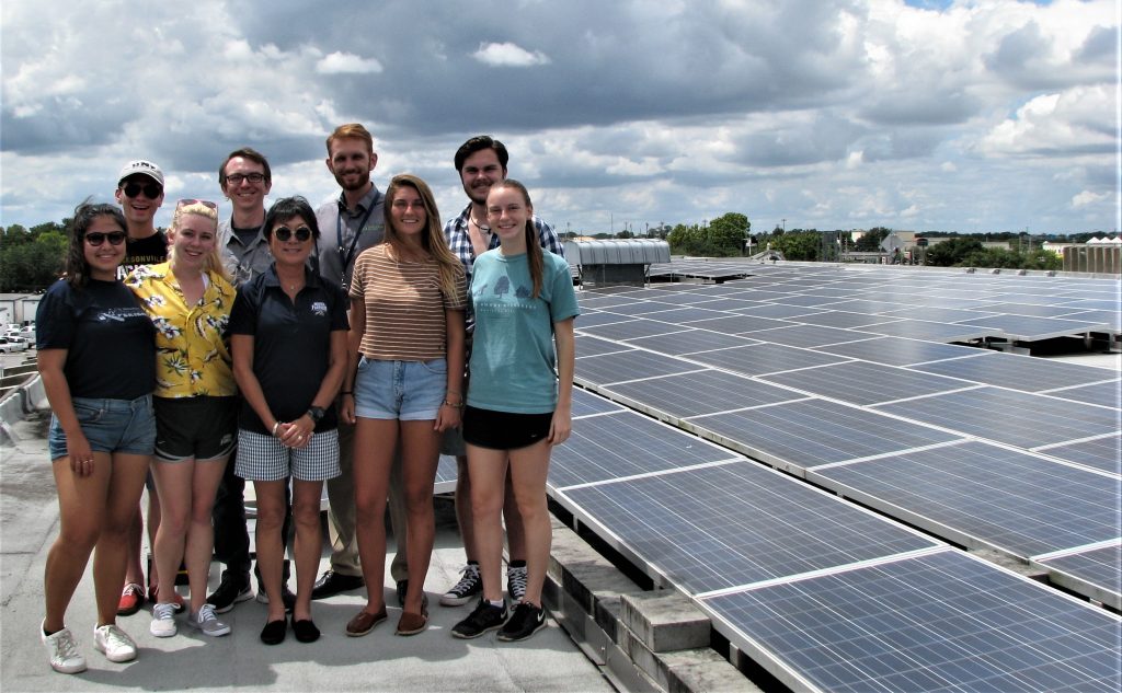 Students touring a solar facility