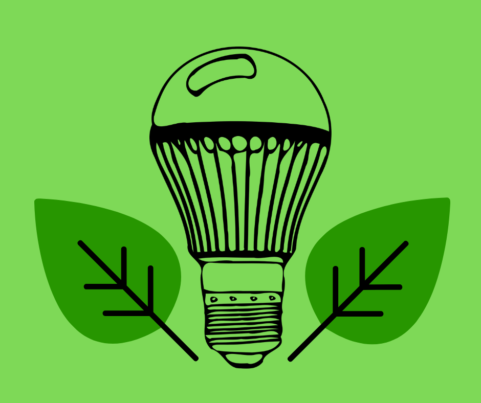 LED bulb surrounded by leaves